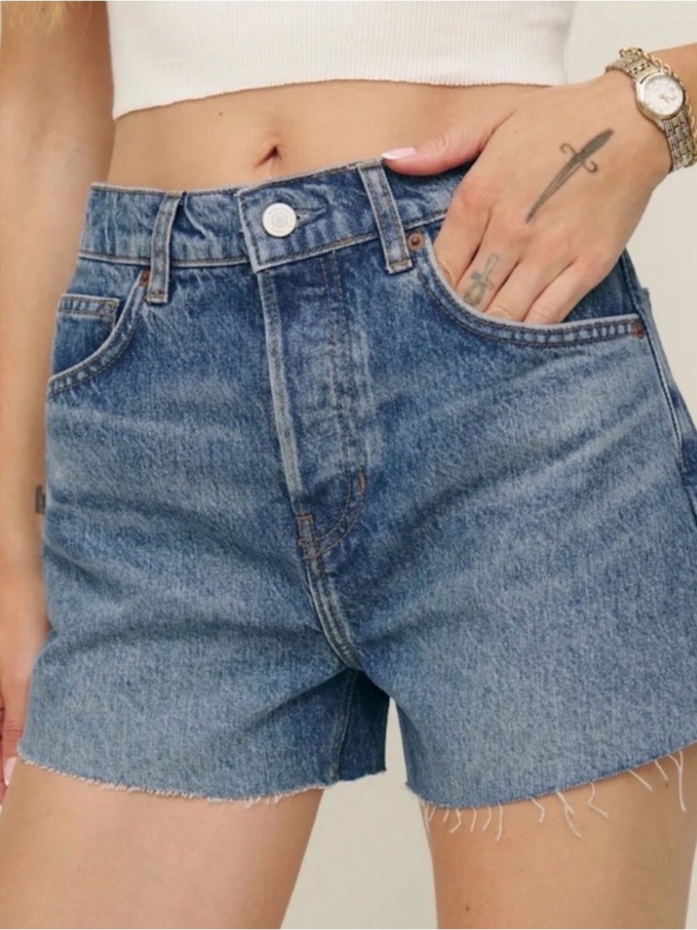 Reformation High Rise Cut-off Denim Shorts Size 29